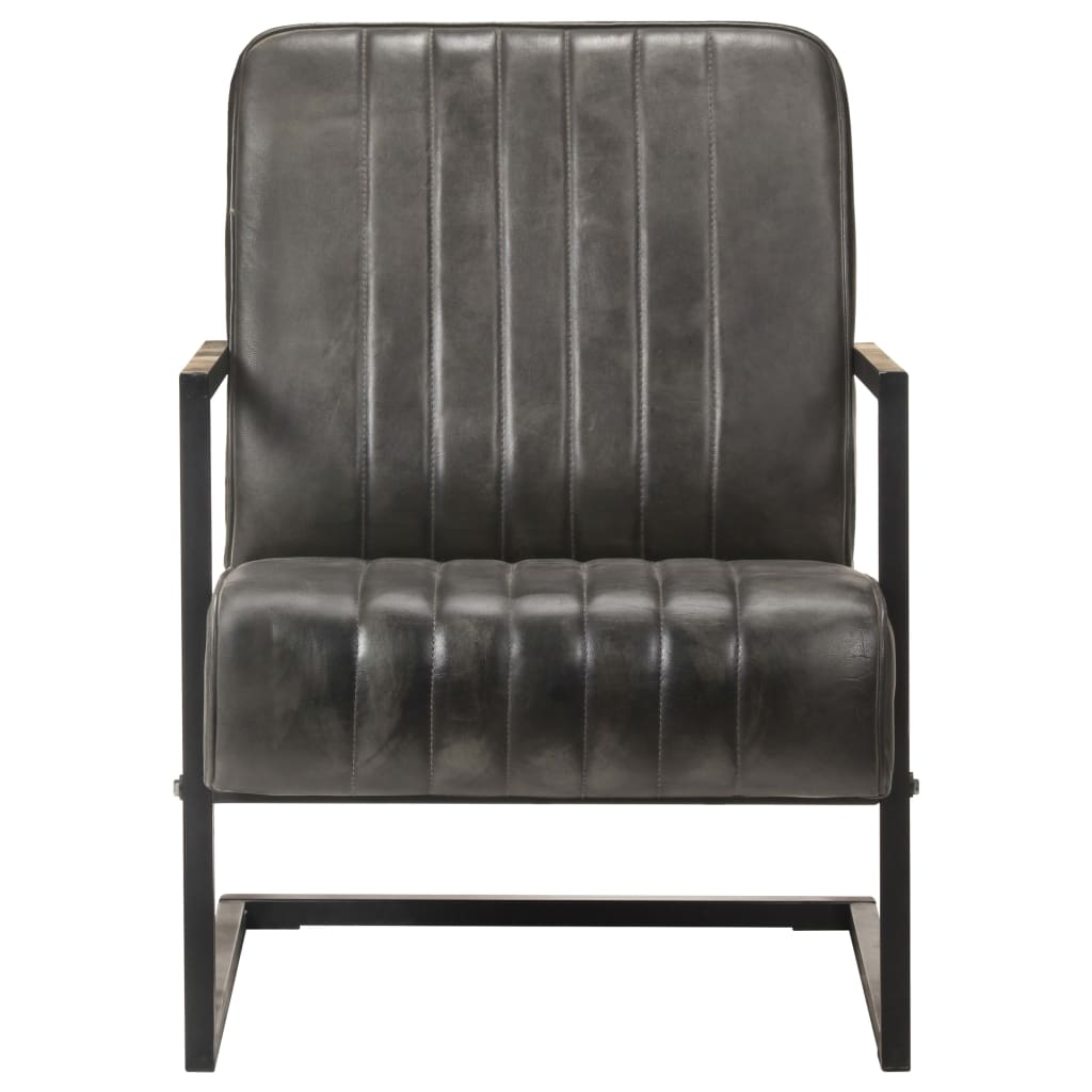 Fauteuil echt leer verweerd grijs is nu te koop bij PeponiXL, paradijselijk wonen!