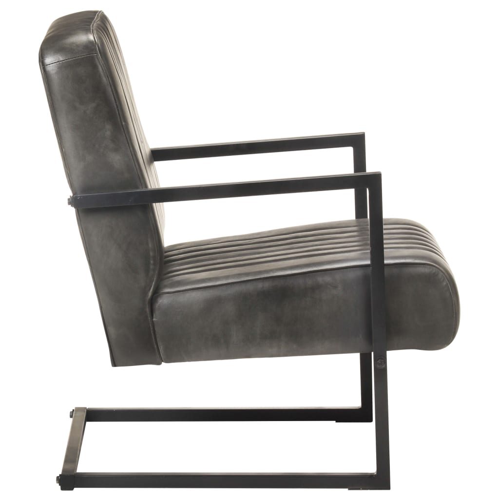 Fauteuil echt leer verweerd grijs is nu te koop bij PeponiXL, paradijselijk wonen!