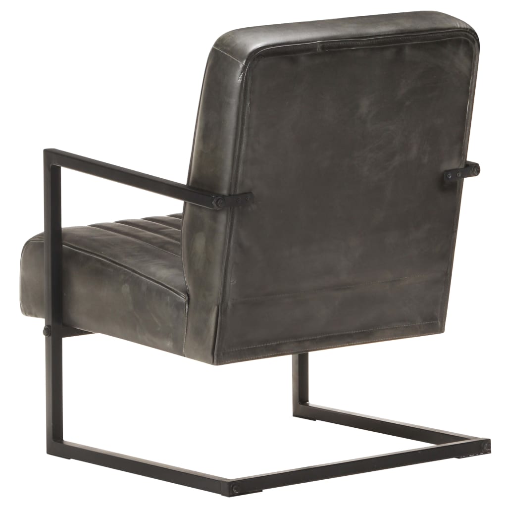 Fauteuil echt leer verweerd grijs is nu te koop bij PeponiXL, paradijselijk wonen!