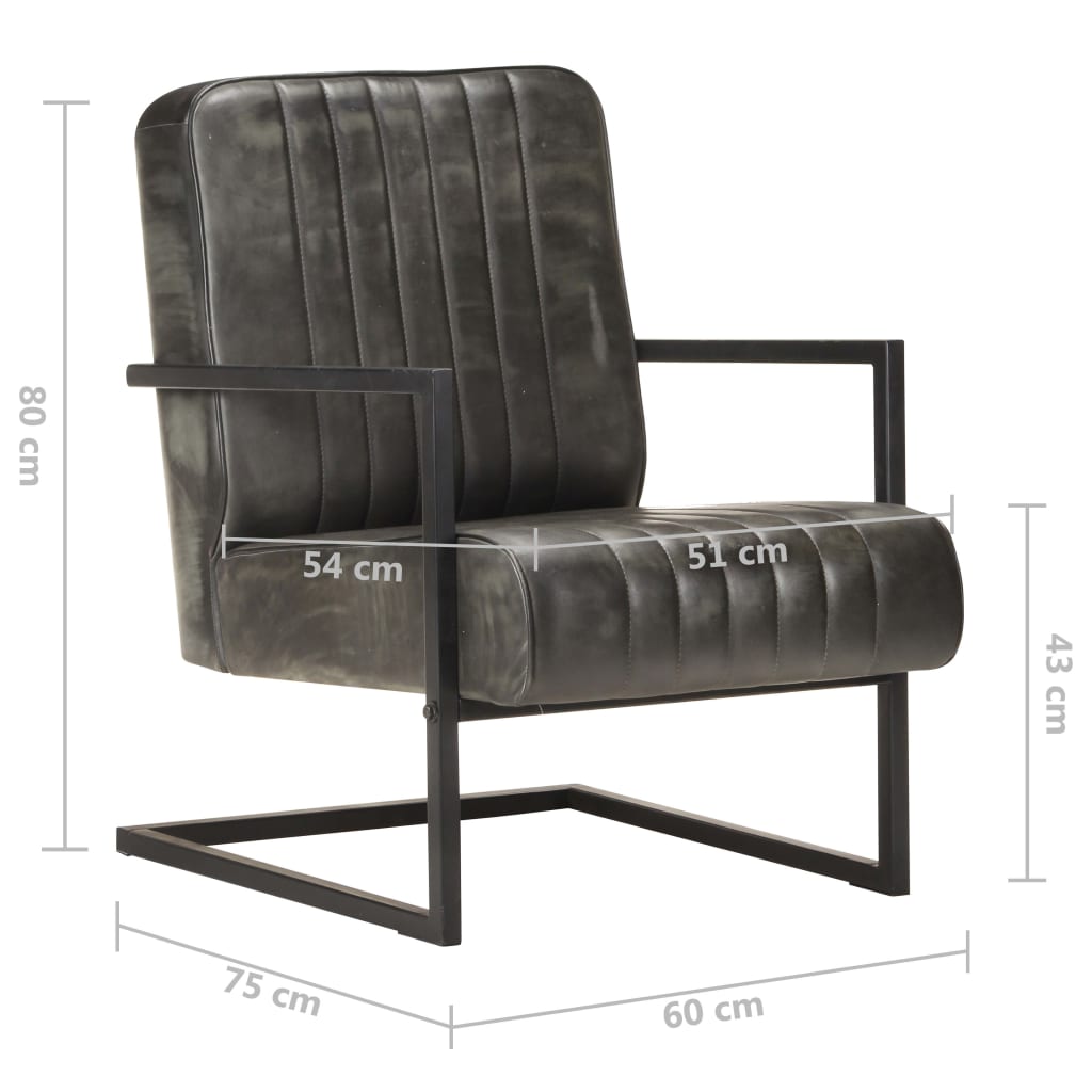 Fauteuil echt leer verweerd grijs is nu te koop bij PeponiXL, paradijselijk wonen!