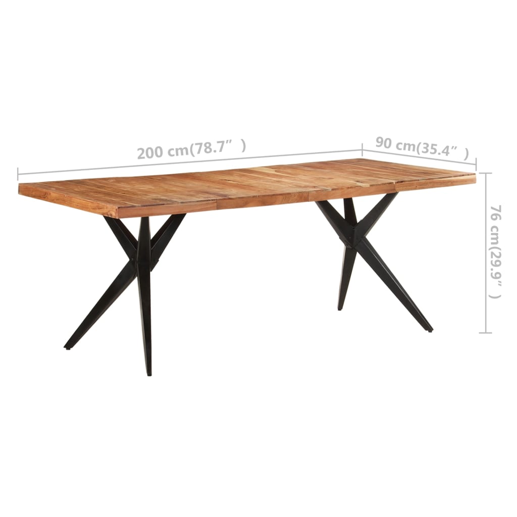 Eettafel 200x90x76 cm massief acaciahout is nu te koop bij PeponiXL, paradijselijk wonen!