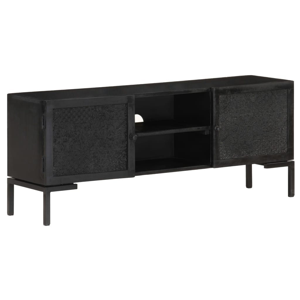 Tv-meubel 115x30x46 cm massief mangohout zwart is nu te koop bij PeponiXL, paradijselijk wonen!