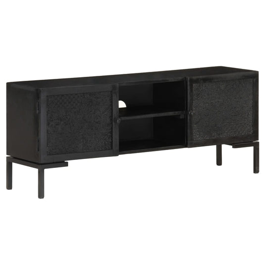 Tv-meubel 115x30x46 cm massief mangohout zwart is nu te koop bij PeponiXL, paradijselijk wonen!