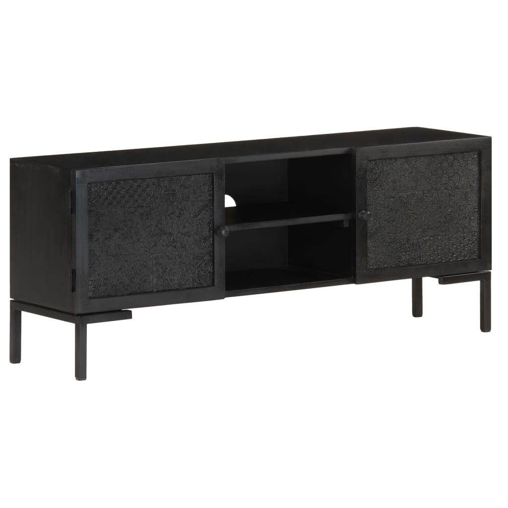 Tv-meubel 115x30x46 cm massief mangohout zwart is nu te koop bij PeponiXL, paradijselijk wonen!