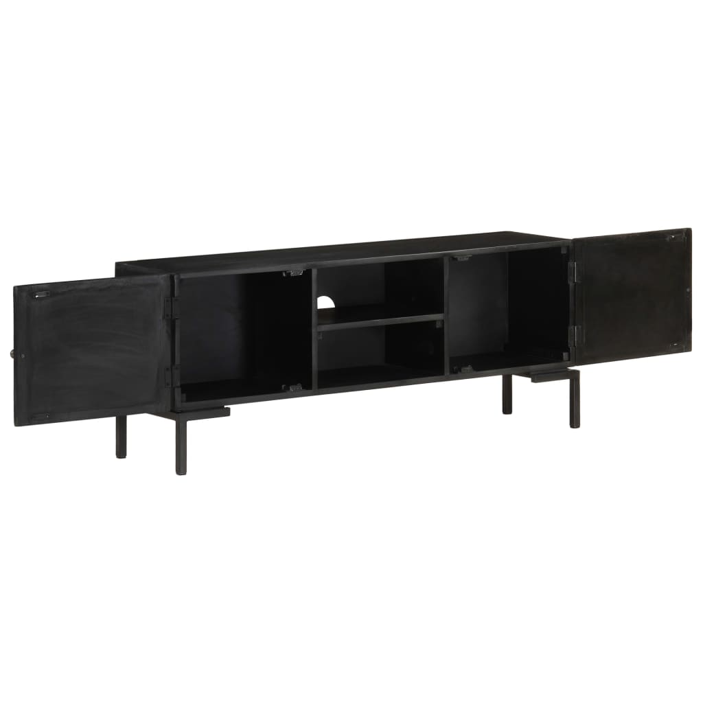 Tv-meubel 115x30x46 cm massief mangohout zwart is nu te koop bij PeponiXL, paradijselijk wonen!