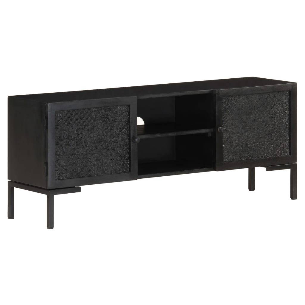 Tv-meubel 115x30x46 cm massief mangohout zwart is nu te koop bij PeponiXL, paradijselijk wonen!