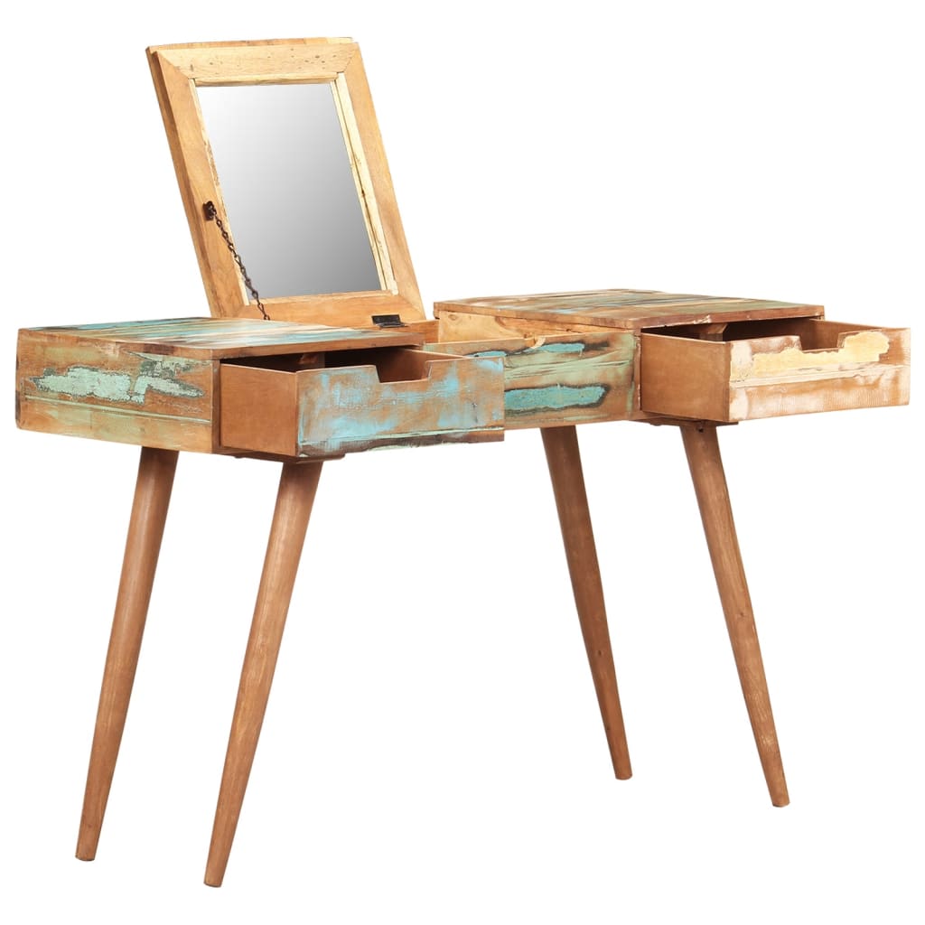 Kaptafel met spiegel 112x45x76 cm massief gerecycled hout is nu te koop bij PeponiXL, paradijselijk wonen!