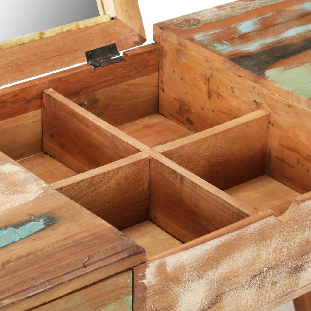 Kaptafel met spiegel 112x45x76 cm massief gerecycled hout is nu te koop bij PeponiXL, paradijselijk wonen!