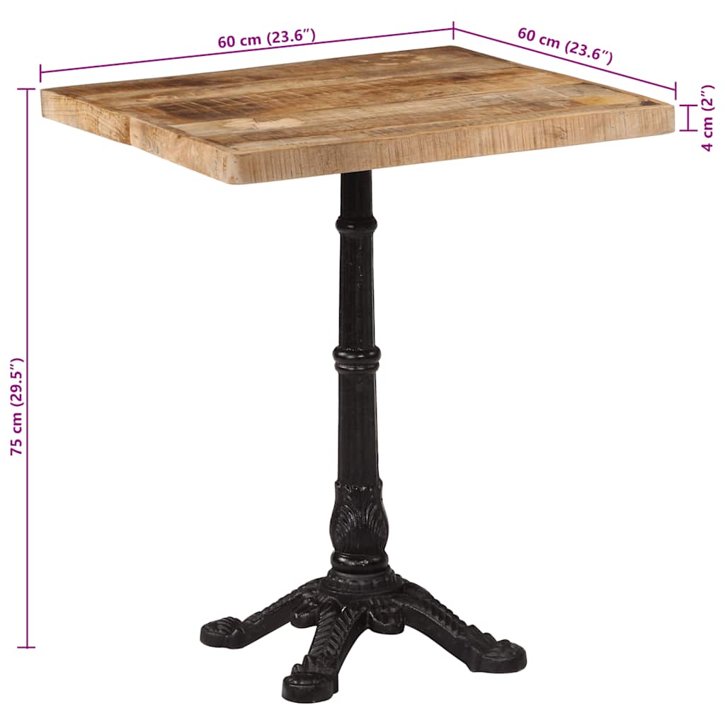 Bistrotafel 60x60x77 cm ruw mangohout is nu te koop bij PeponiXL, paradijselijk wonen!