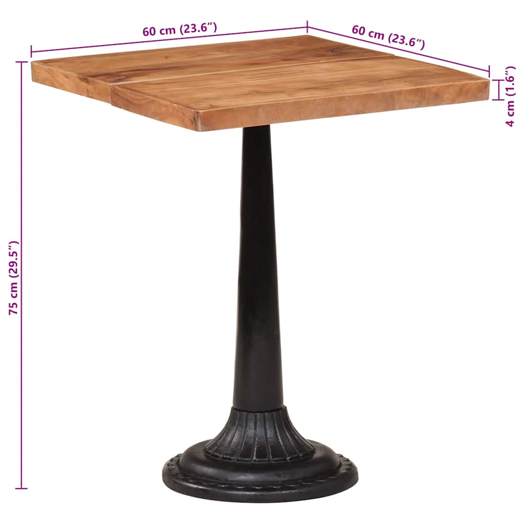 Bistrotafel 60x60x76 cm massief acaciahout is nu te koop bij PeponiXL, paradijselijk wonen!