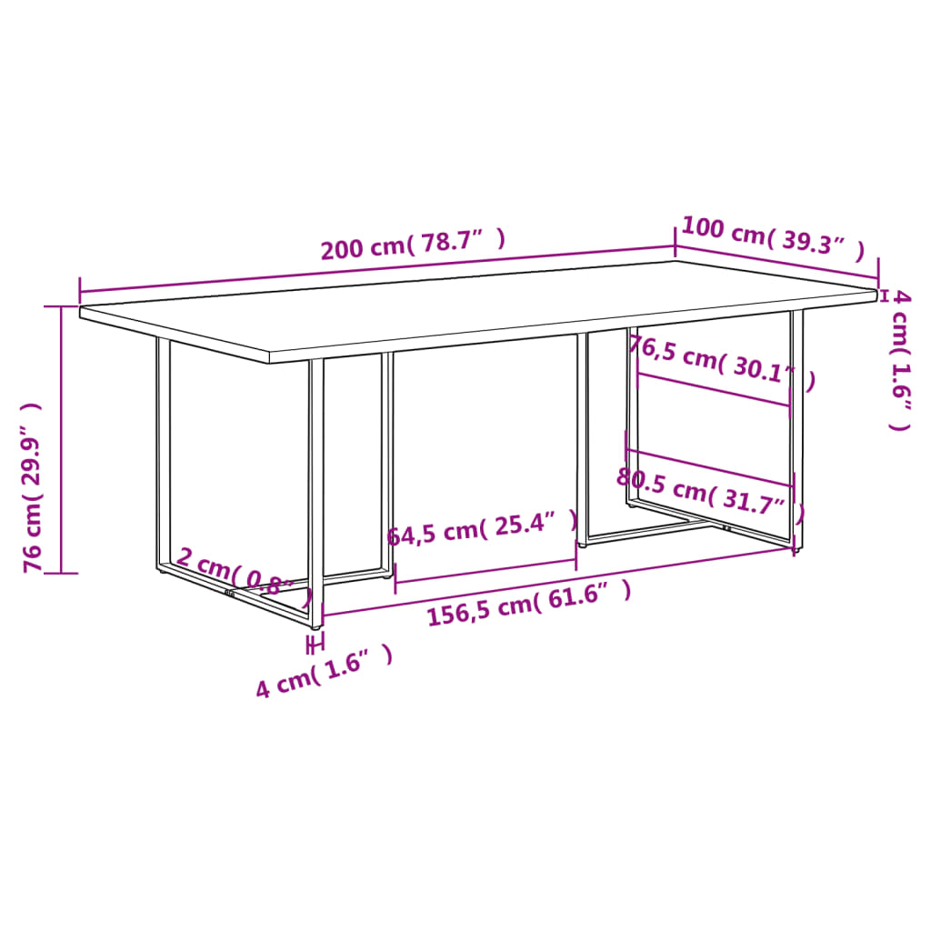 Eettafel 200 cm ruw mangohout is nu te koop bij PeponiXL, paradijselijk wonen!
