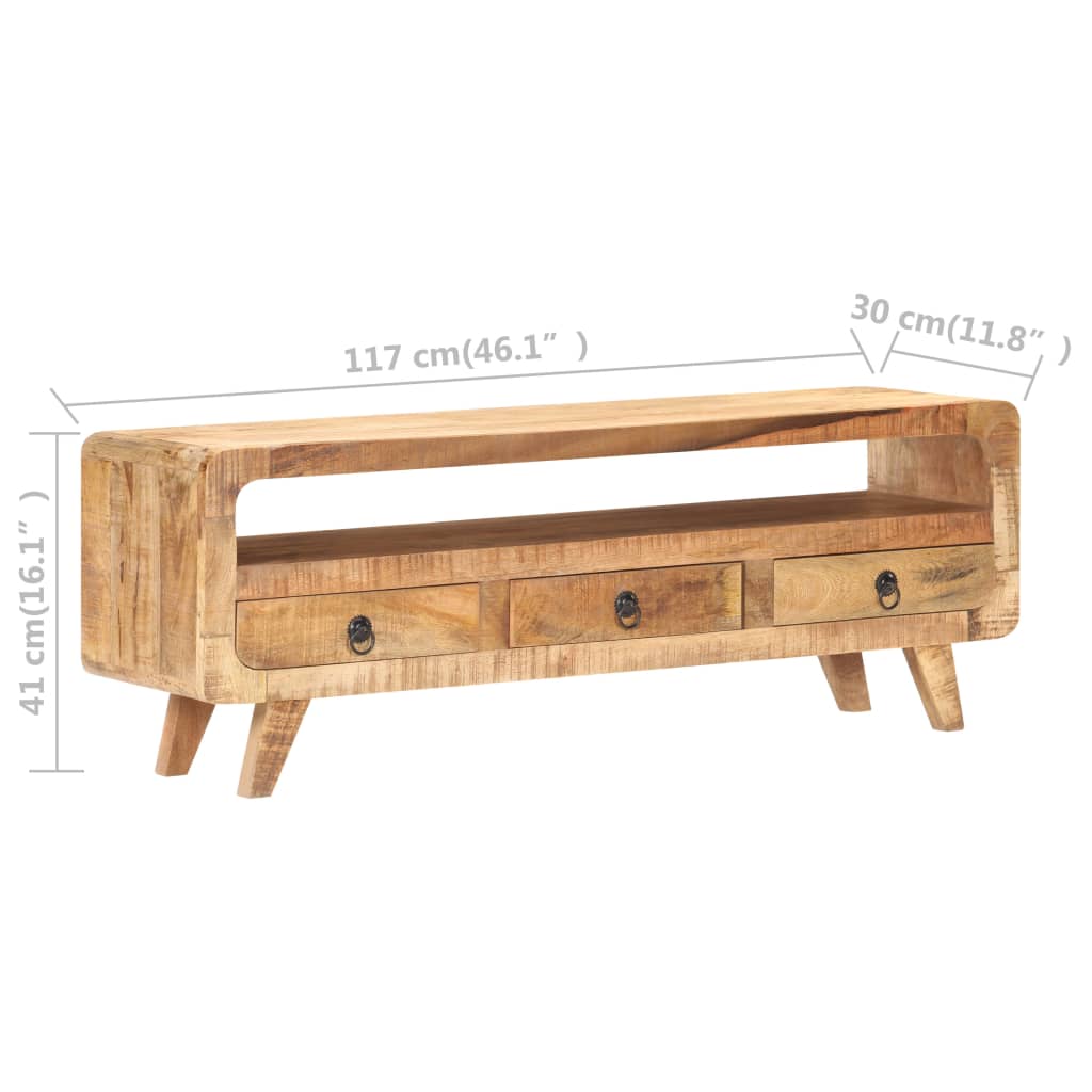 Tv-meubel 117x30x41 cm massief ruw mangohout is nu te koop bij PeponiXL, paradijselijk wonen!