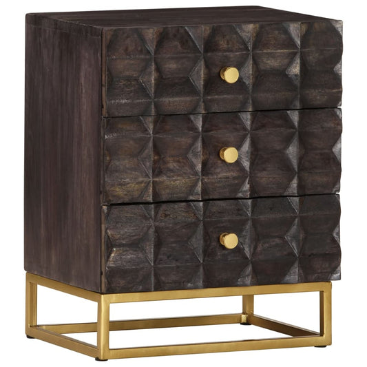 Nachtkastje 40x30x50 cm massief mangohout zwart is nu te koop bij PeponiXL, paradijselijk wonen!