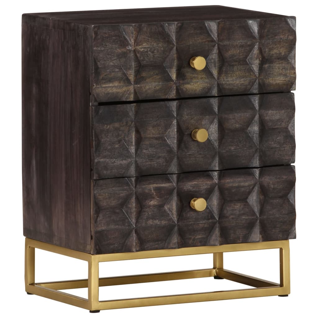 Nachtkastje 40x30x50 cm massief mangohout zwart is nu te koop bij PeponiXL, paradijselijk wonen!