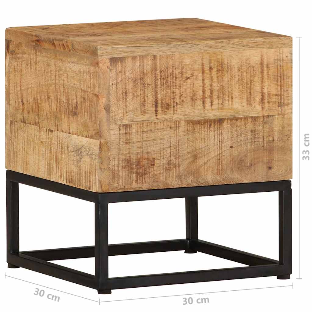 Bijzettafel 30x30x33 cm ruw mangohout is nu te koop bij PeponiXL, paradijselijk wonen!
