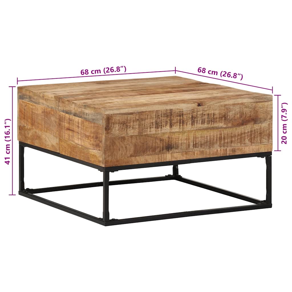 Salontafel 68x68x41 cm ruw mangohout is nu te koop bij PeponiXL, paradijselijk wonen!