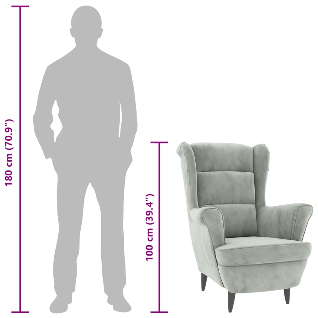 Fauteuil fluweel lichtgrijs is nu te koop bij PeponiXL, paradijselijk wonen!