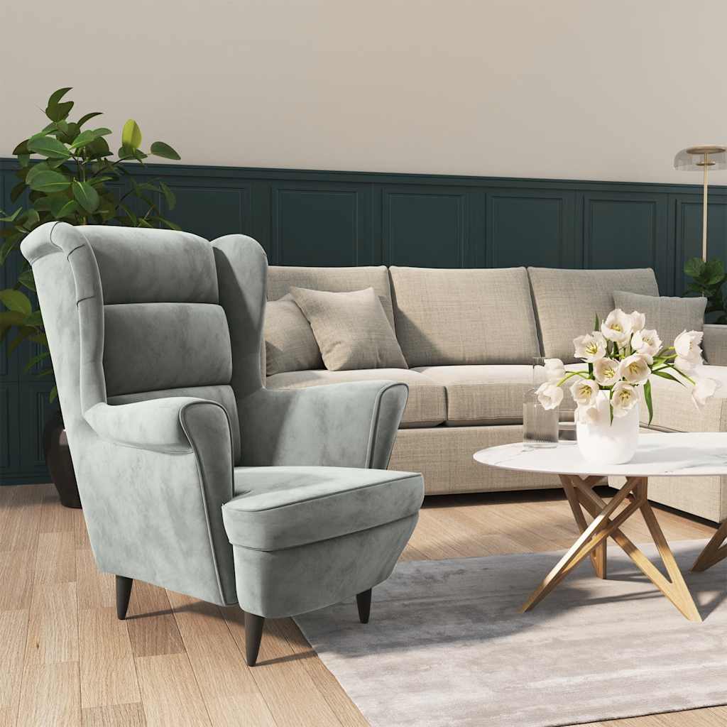 Fauteuil fluweel lichtgrijs is nu te koop bij PeponiXL, paradijselijk wonen!