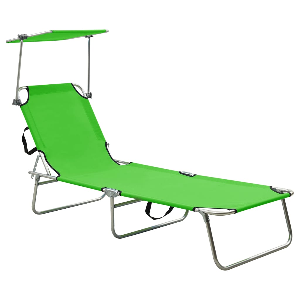 Ligbed met luifel inklapbaar staal appeltjesgroen is nu te koop bij PeponiXL, paradijselijk wonen!