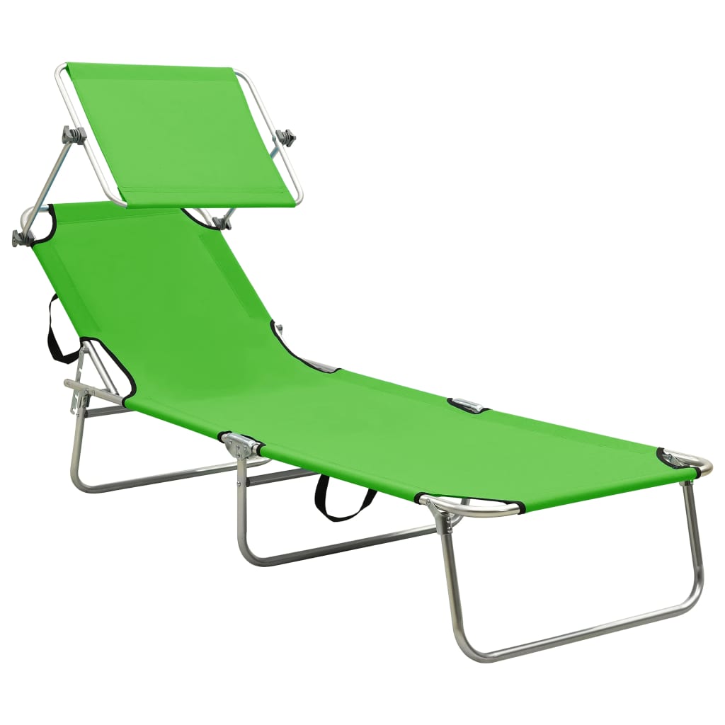 Ligbed met luifel inklapbaar staal appeltjesgroen is nu te koop bij PeponiXL, paradijselijk wonen!