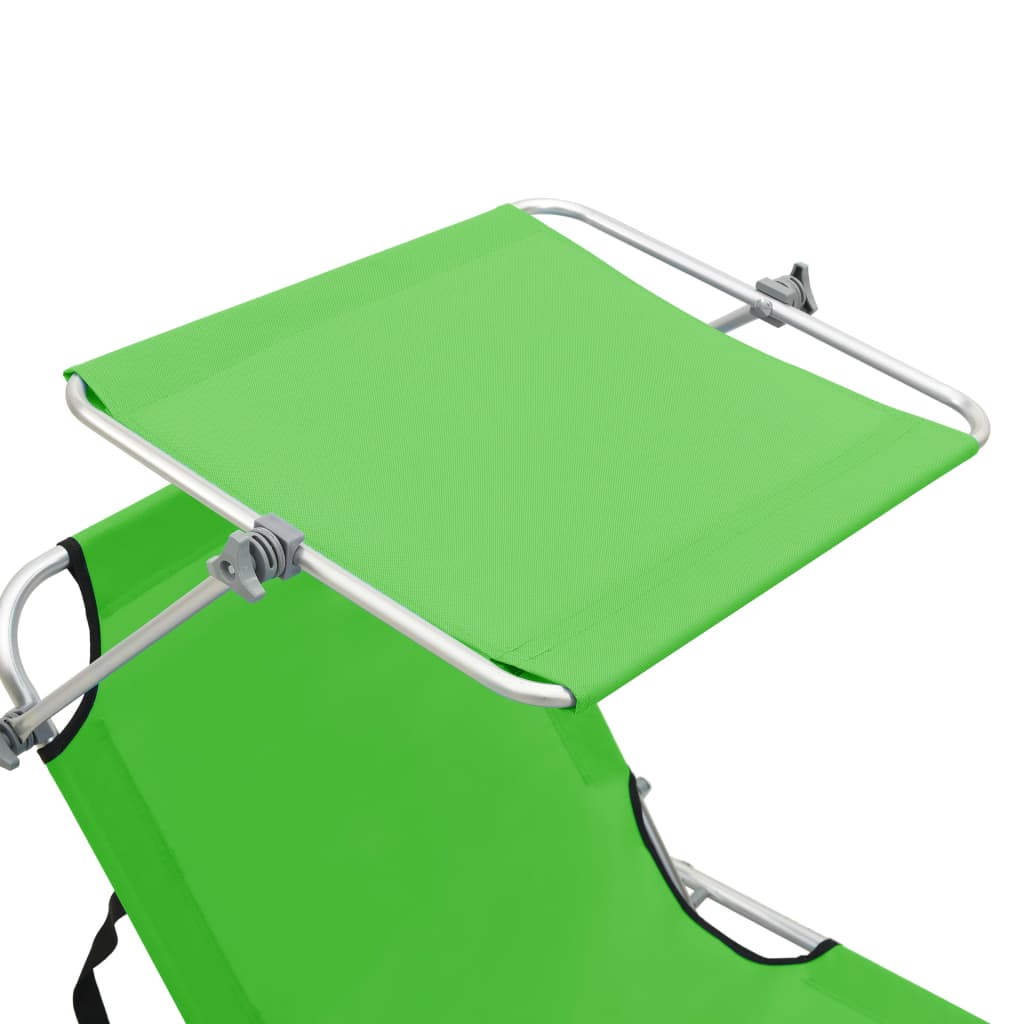 Ligbed met luifel inklapbaar staal appeltjesgroen is nu te koop bij PeponiXL, paradijselijk wonen!