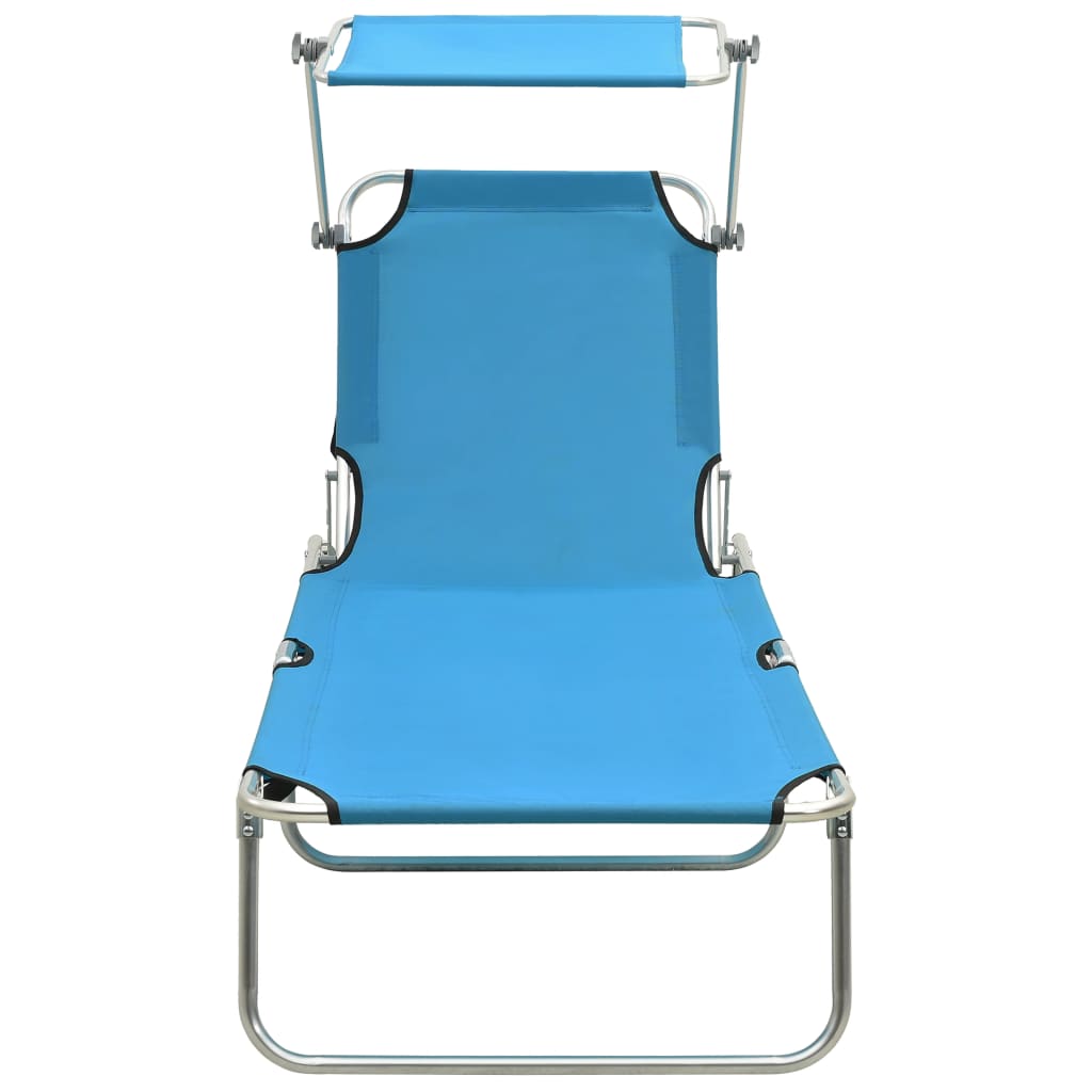 Ligbed met luifel inklapbaar staal turquoise en blauw is nu te koop bij PeponiXL, paradijselijk wonen!