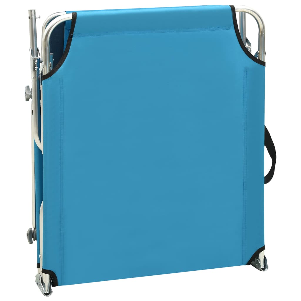Ligbed met luifel inklapbaar staal turquoise en blauw is nu te koop bij PeponiXL, paradijselijk wonen!
