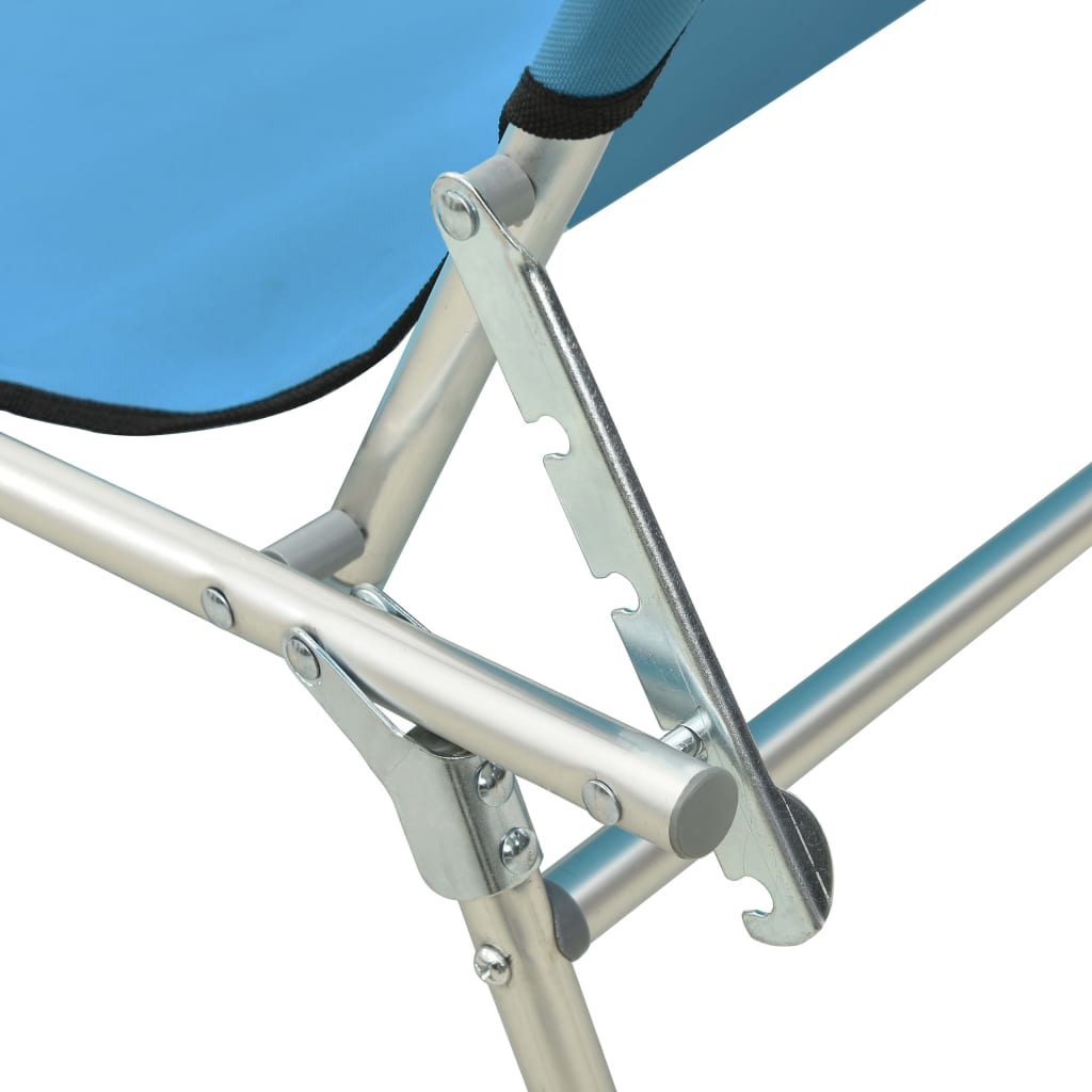Ligbed met luifel inklapbaar staal turquoise en blauw is nu te koop bij PeponiXL, paradijselijk wonen!