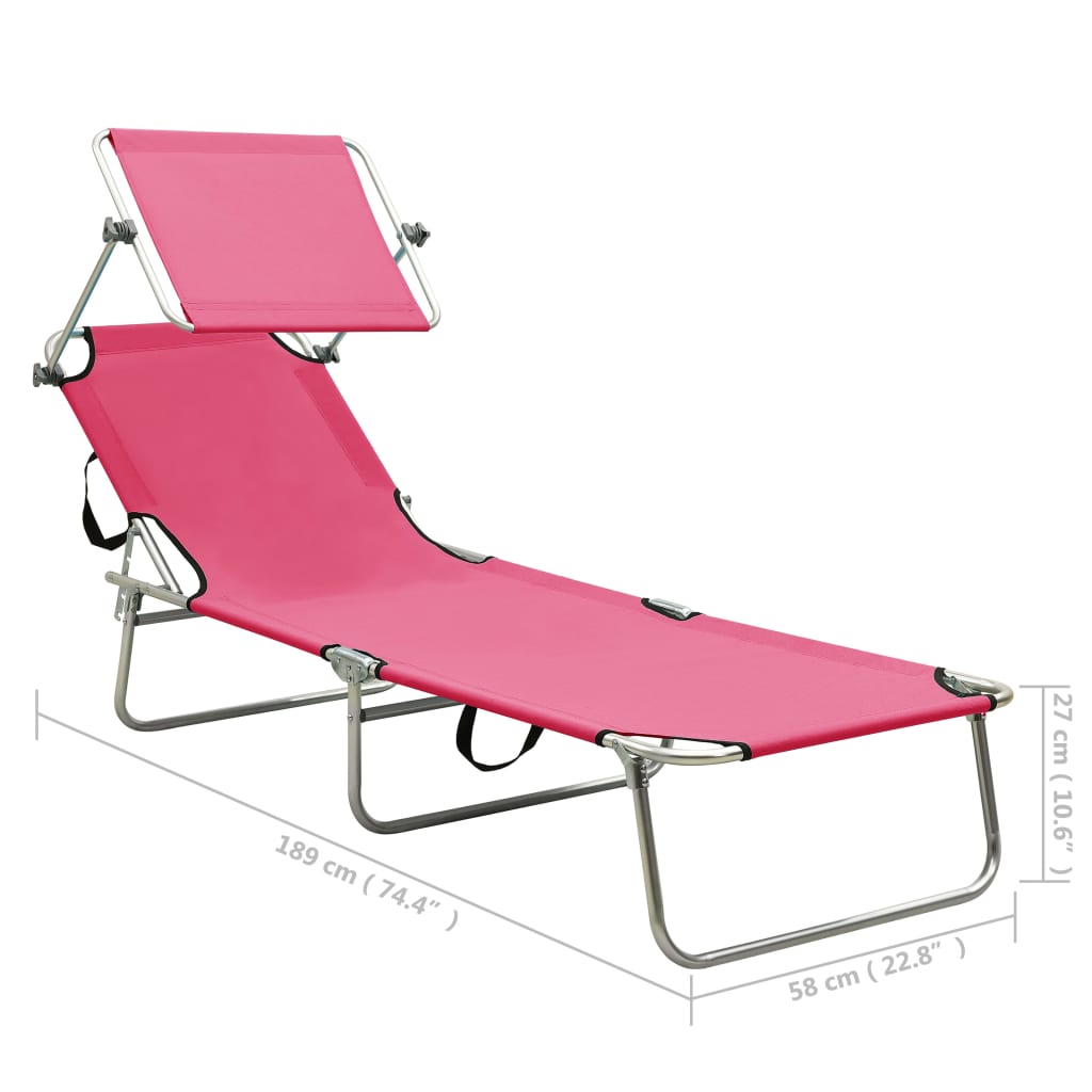 Ligbed met luifel inklapbaar staal magenta is nu te koop bij PeponiXL, paradijselijk wonen!