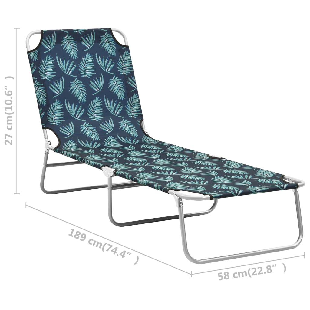 Ligbed inklapbaar staal en stof bladmotief is nu te koop bij PeponiXL, paradijselijk wonen!