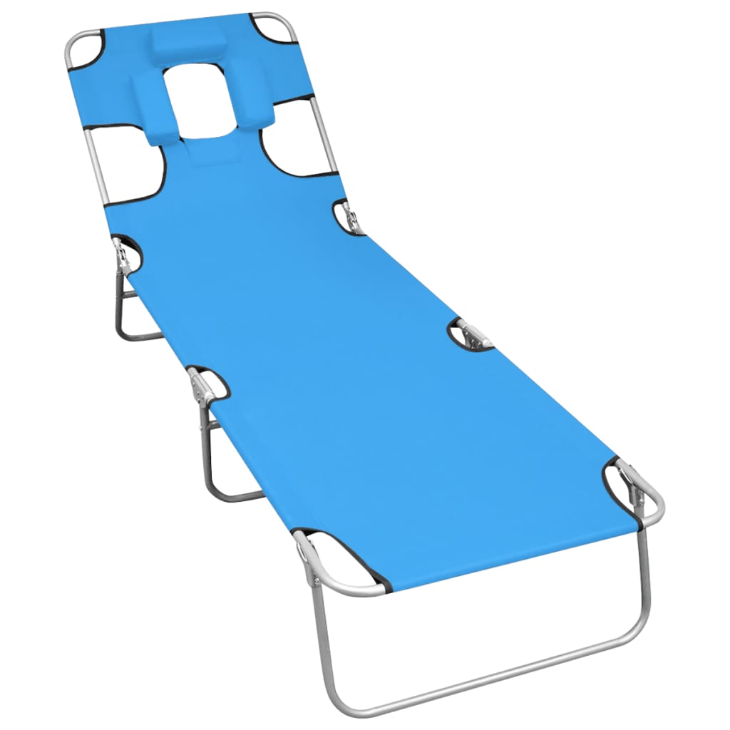 Ligbed inklapbaar met hoofdkussen staal turquoiseblauw is nu te koop bij PeponiXL, paradijselijk wonen!