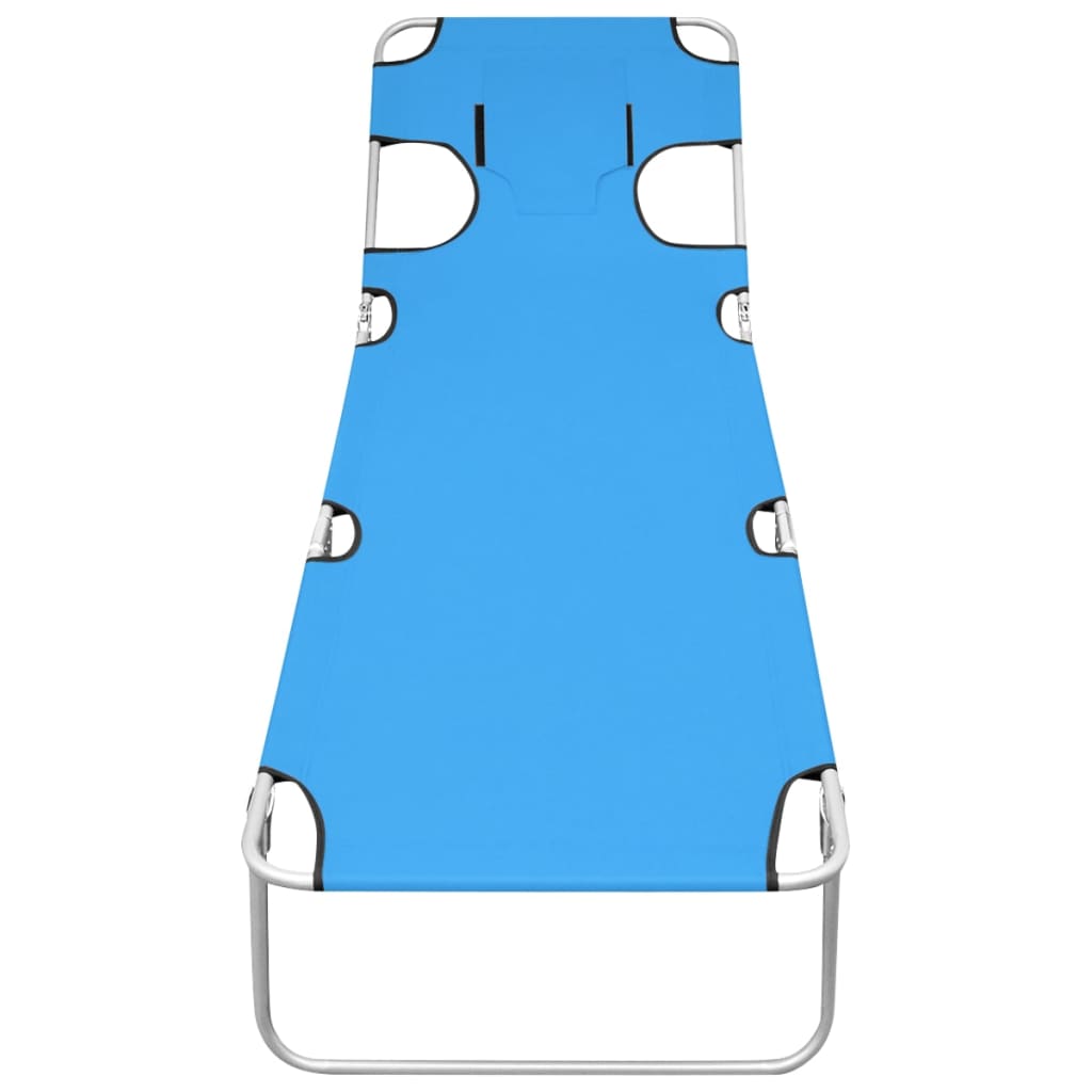 Ligbed inklapbaar met hoofdkussen staal turquoiseblauw is nu te koop bij PeponiXL, paradijselijk wonen!