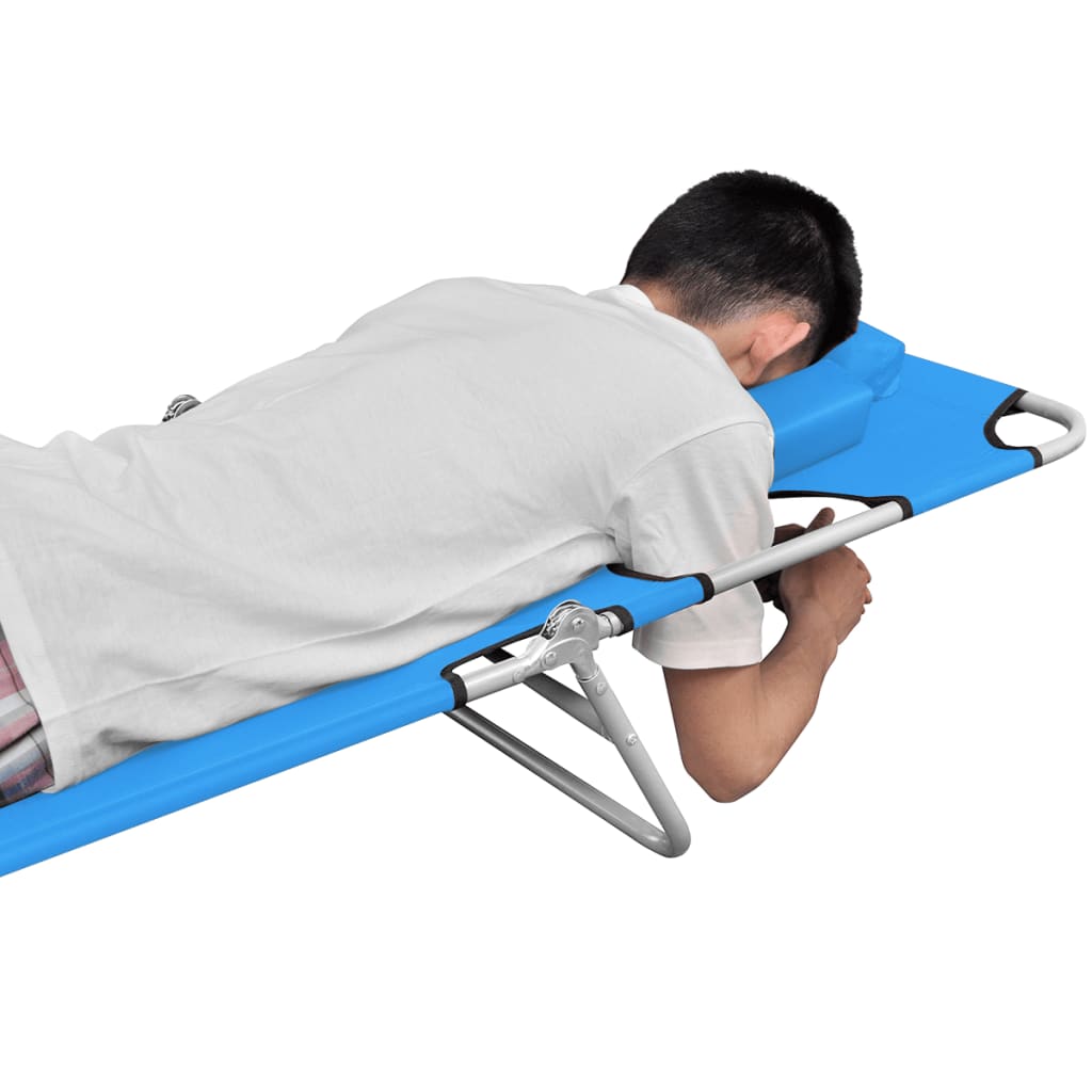 Ligbed inklapbaar met hoofdkussen staal turquoiseblauw is nu te koop bij PeponiXL, paradijselijk wonen!