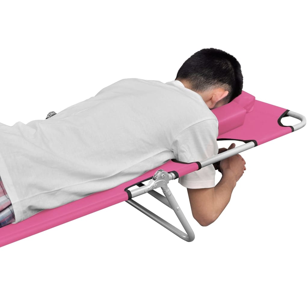 Ligbed inklapbaar met hoofdkussen staal magenta is nu te koop bij PeponiXL, paradijselijk wonen!