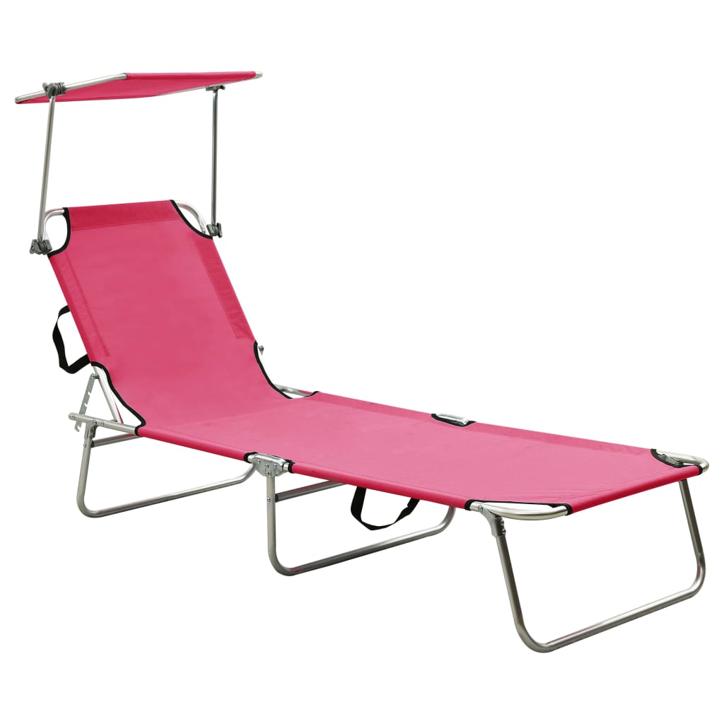 Ligbed inklapbaar met luifel aluminium roze is nu te koop bij PeponiXL, paradijselijk wonen!