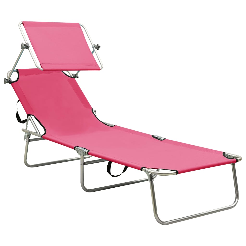Ligbed inklapbaar met luifel aluminium roze is nu te koop bij PeponiXL, paradijselijk wonen!