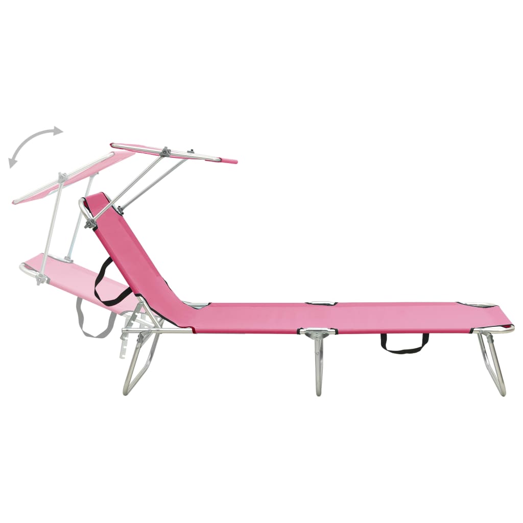 Ligbed inklapbaar met luifel aluminium roze is nu te koop bij PeponiXL, paradijselijk wonen!