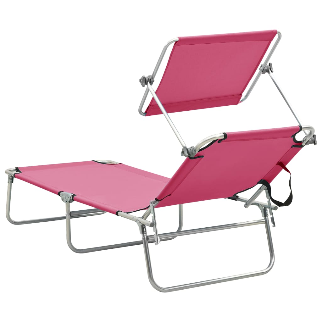 Ligbed inklapbaar met luifel aluminium roze is nu te koop bij PeponiXL, paradijselijk wonen!