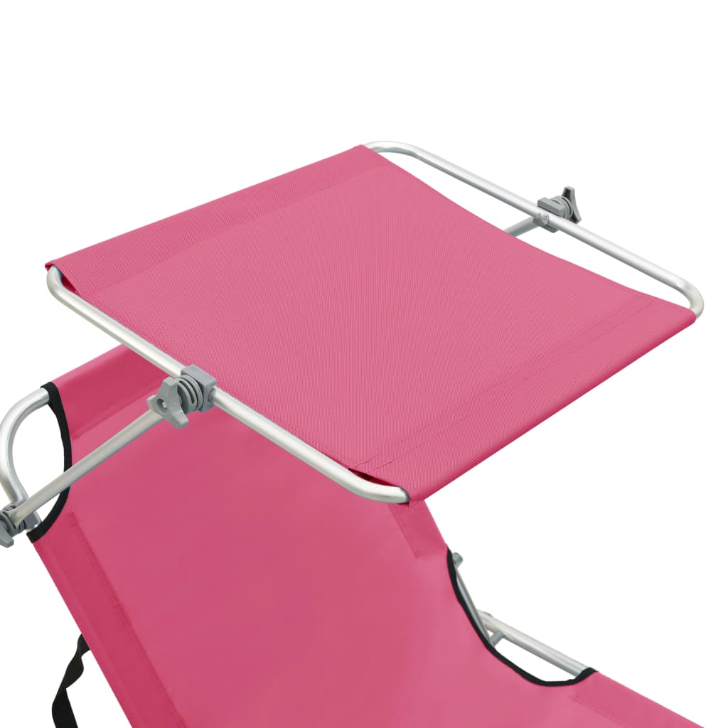 Ligbed inklapbaar met luifel aluminium roze is nu te koop bij PeponiXL, paradijselijk wonen!