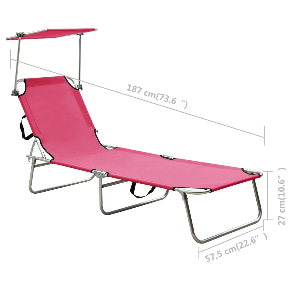 Ligbed inklapbaar met luifel aluminium roze is nu te koop bij PeponiXL, paradijselijk wonen!