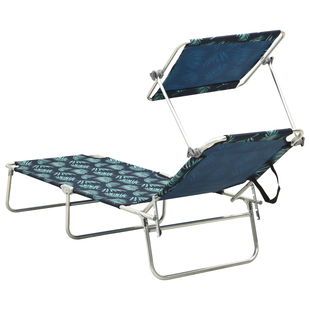 Ligbed inklapbaar met luifel aluminium bladpatroon is nu te koop bij PeponiXL, paradijselijk wonen!