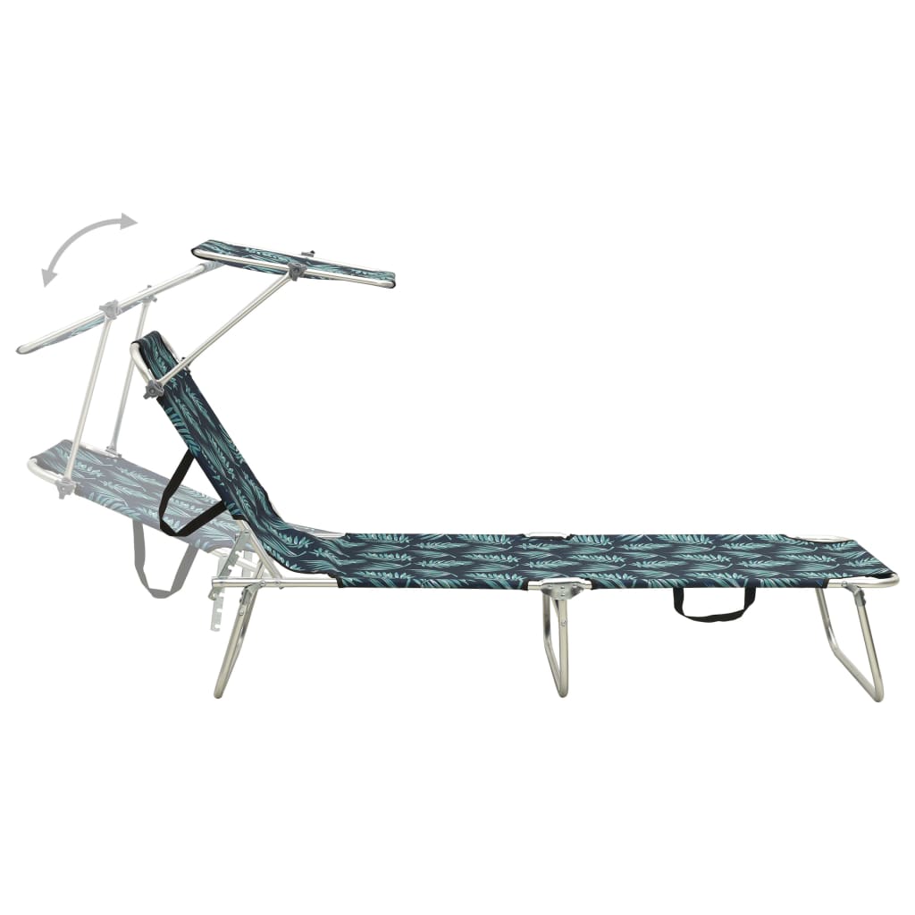 Ligbed inklapbaar met luifel aluminium bladpatroon is nu te koop bij PeponiXL, paradijselijk wonen!