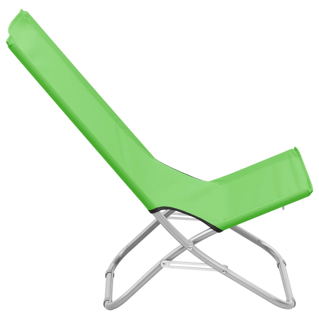 Strandstoelen 2 st inklapbaar stof groen is nu te koop bij PeponiXL, paradijselijk wonen!