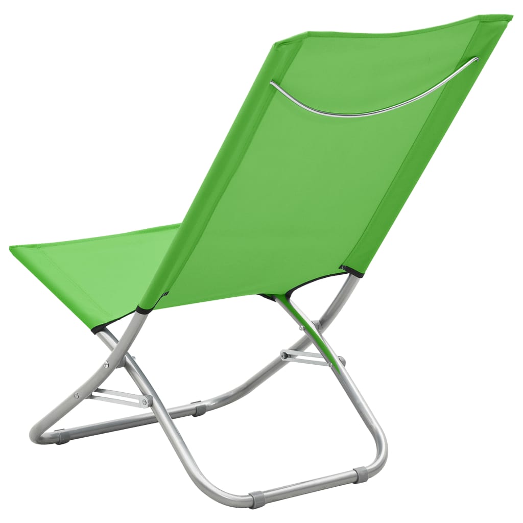 Strandstoelen 2 st inklapbaar stof groen is nu te koop bij PeponiXL, paradijselijk wonen!