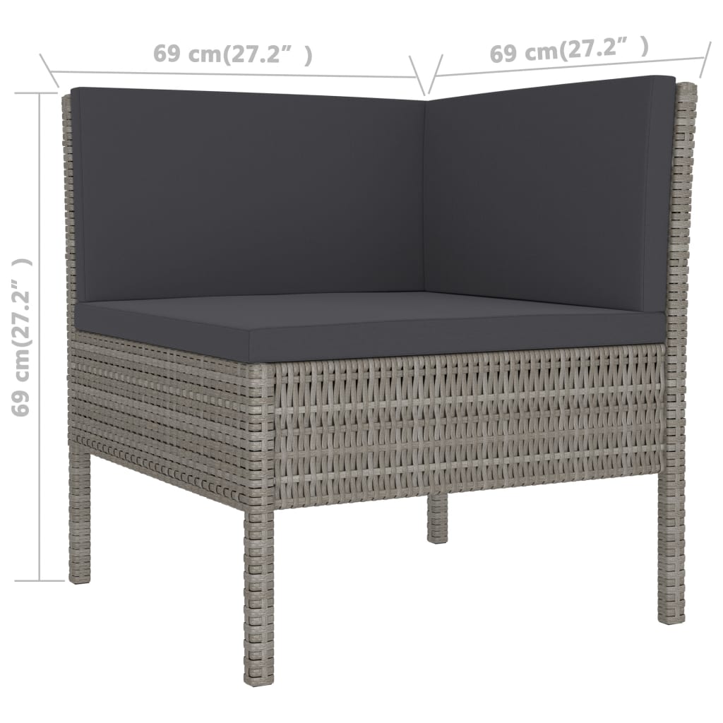 3-delige Loungeset met kussens poly rattan grijs is nu te koop bij PeponiXL, paradijselijk wonen!