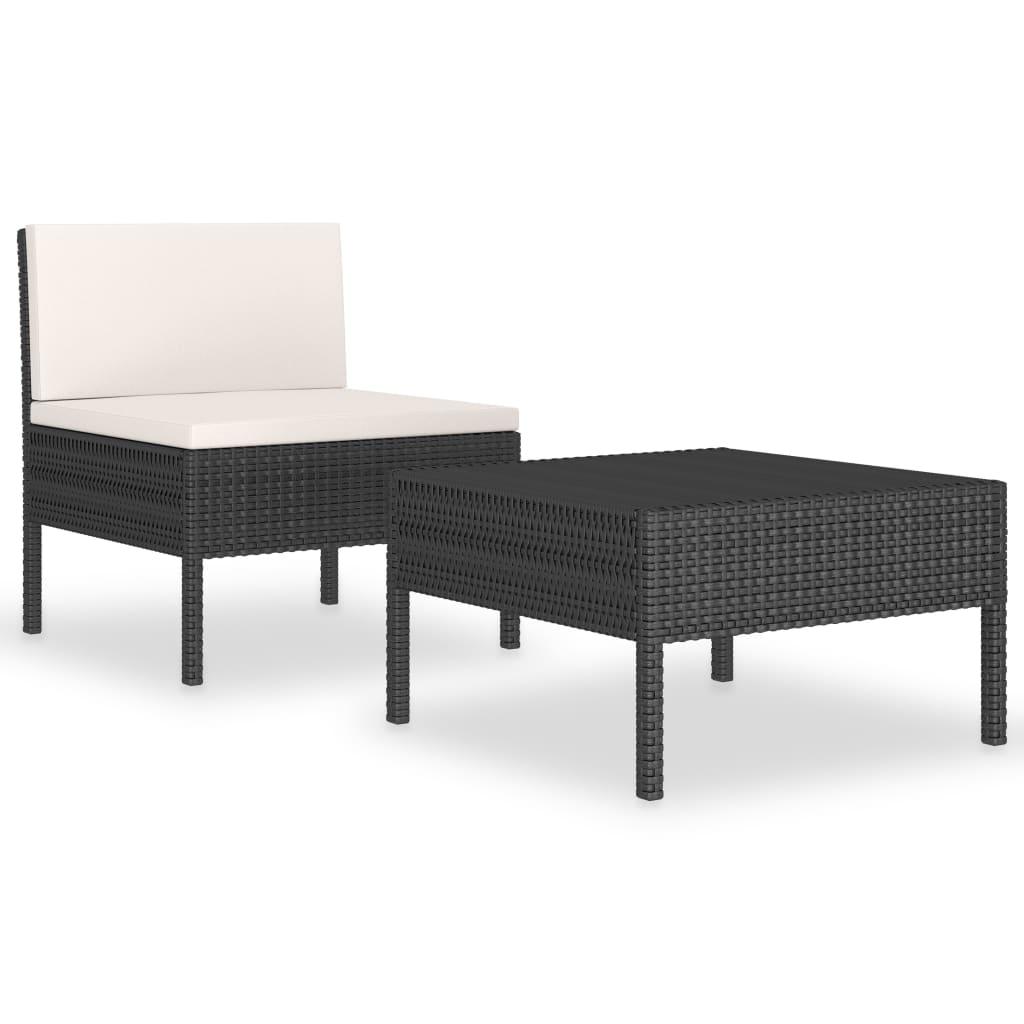 2-delige Loungeset met kussens poly rattan zwart is nu te koop bij PeponiXL, paradijselijk wonen!