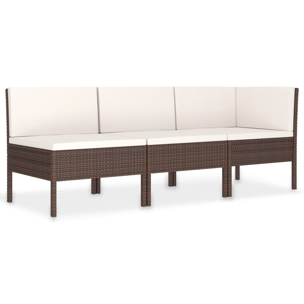 3-delige Loungeset met kussens poly rattan bruin is nu te koop bij PeponiXL, paradijselijk wonen!