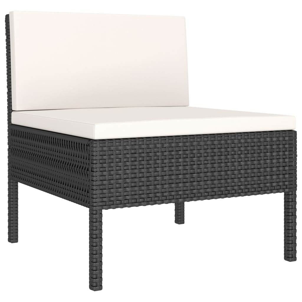 3-delige Loungeset met kussens poly rattan zwart is nu te koop bij PeponiXL, paradijselijk wonen!