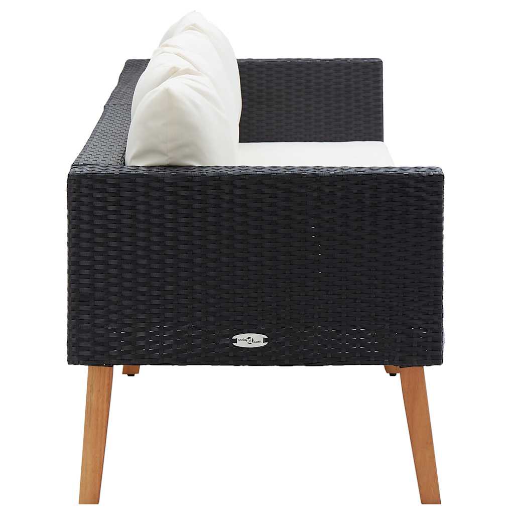 Tuinbank 3-zits met kussens poly rattan zwart is nu te koop bij PeponiXL, paradijselijk wonen!