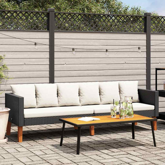 Tuinbank 3-zits met kussens poly rattan zwart is nu te koop bij PeponiXL, paradijselijk wonen!